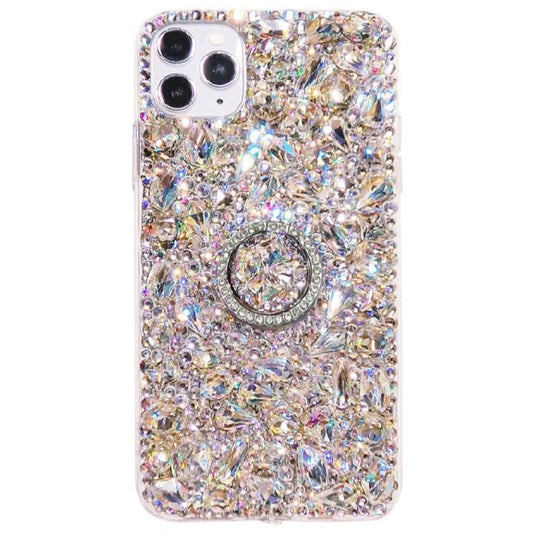 Sparkling Rhinestone Phone Case with Finger Ring Holder - iPhone 16 Pro Max